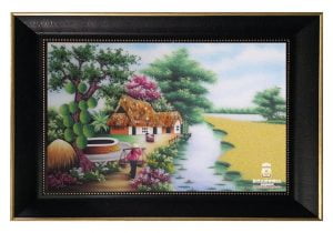 Tranh đá quý đồng quê mùa lúa chín