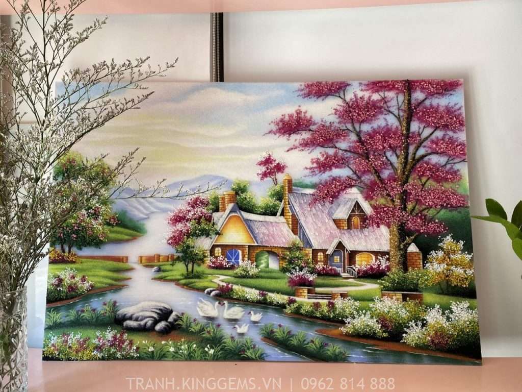 tranh đá quý đồng quê
