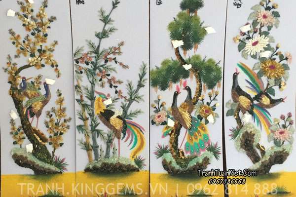 Tranh đá quý tùng cúc trúc mai
