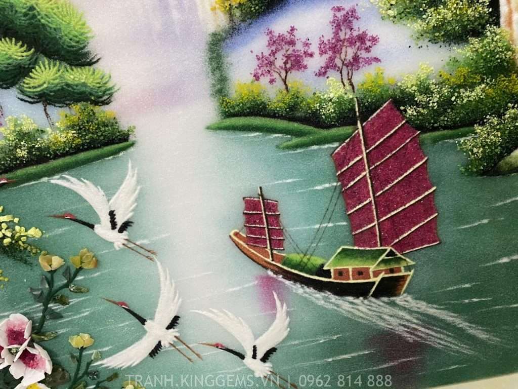 tranh đá quý tùng hạc diên niên