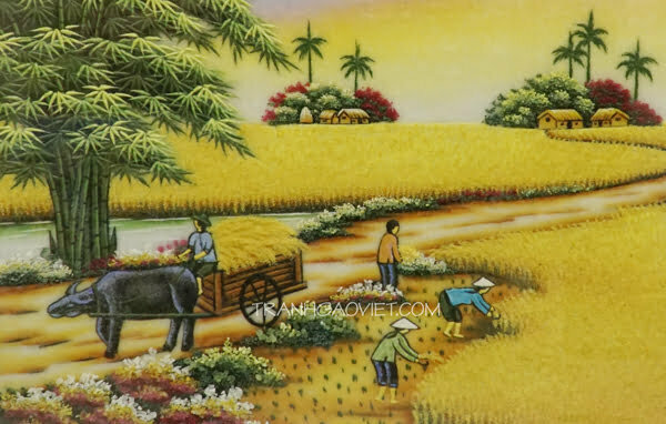 Tranh lang que Viet Nam dem den khong gian thien 20220307