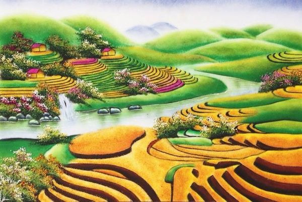 Những mẫu bức tranh đá quý đồng quê đẹp hút hồn giới thẩm mỹ và nghệ thuật Phần 2 3 tranh da quy ruong bac thang 8681 1 20220307